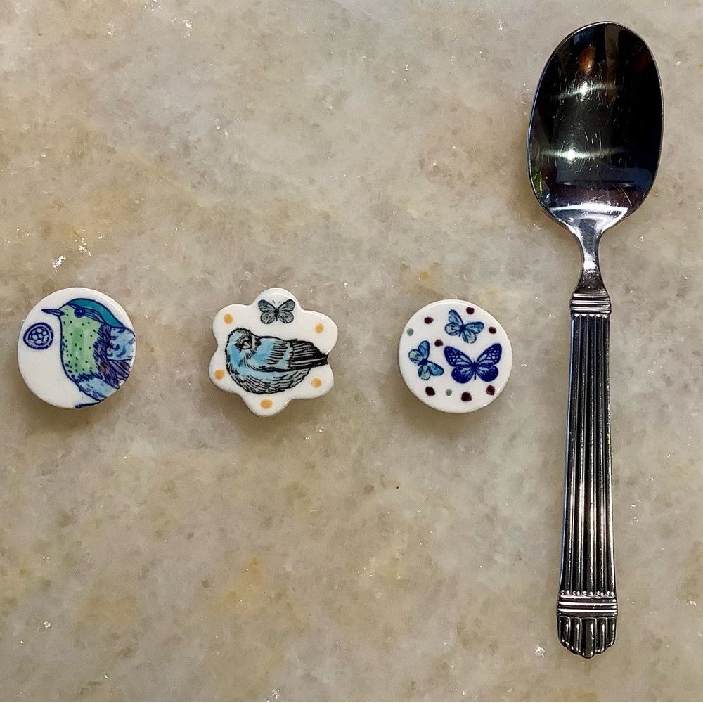 Handmade Porcelain Ceramic Bird and Butterfly Magnets